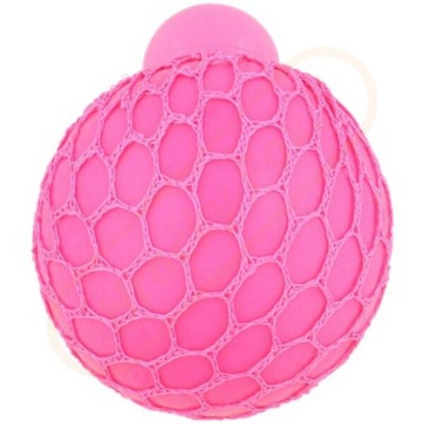 neonově růžový antistresový míček v síťce