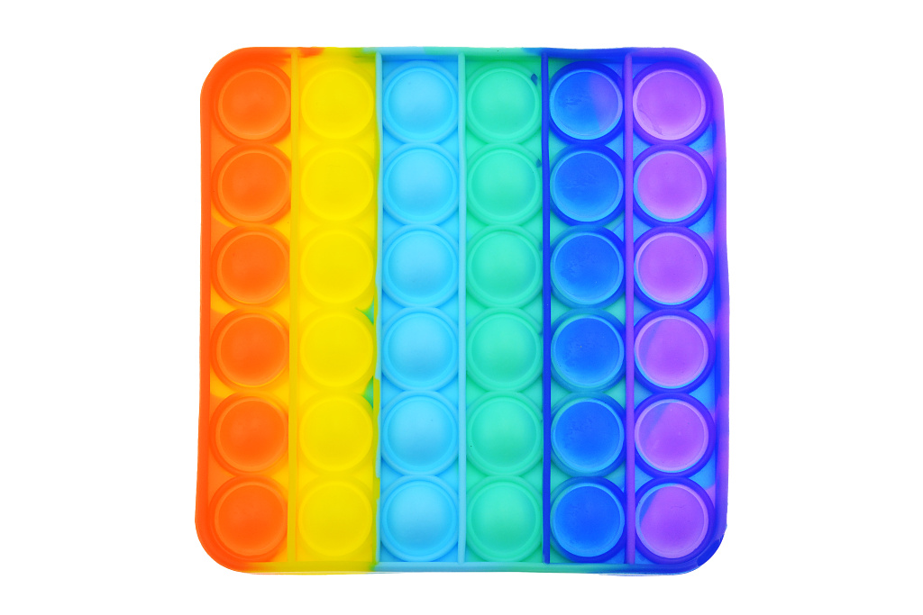 Fidget Popit Rainbow antistresová hračka Čtverec